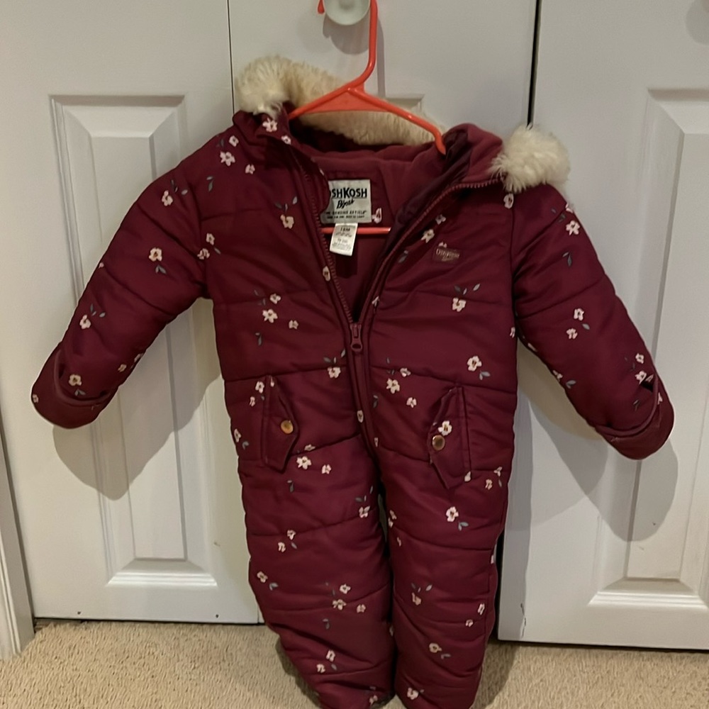 OshKosh B'gosh Burgundy Floral Toddler Snowsuit